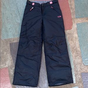 Girls Black & Pink Ski Snow Pants